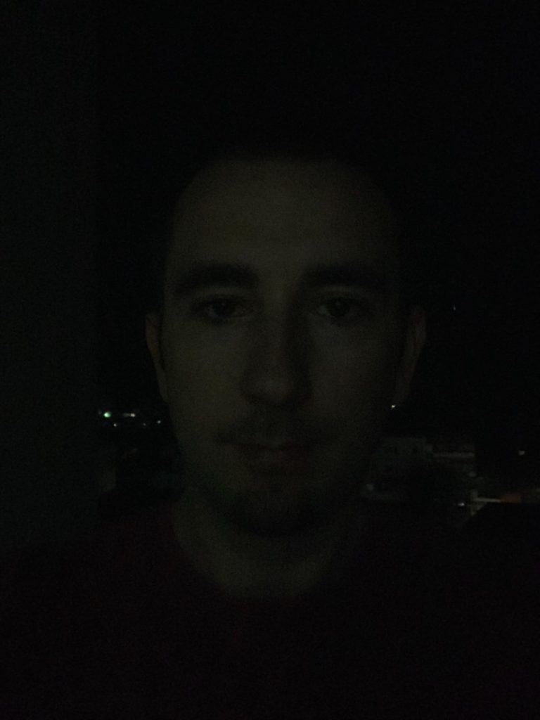 Selfie image in very dark settings. | Halcyon Mobile